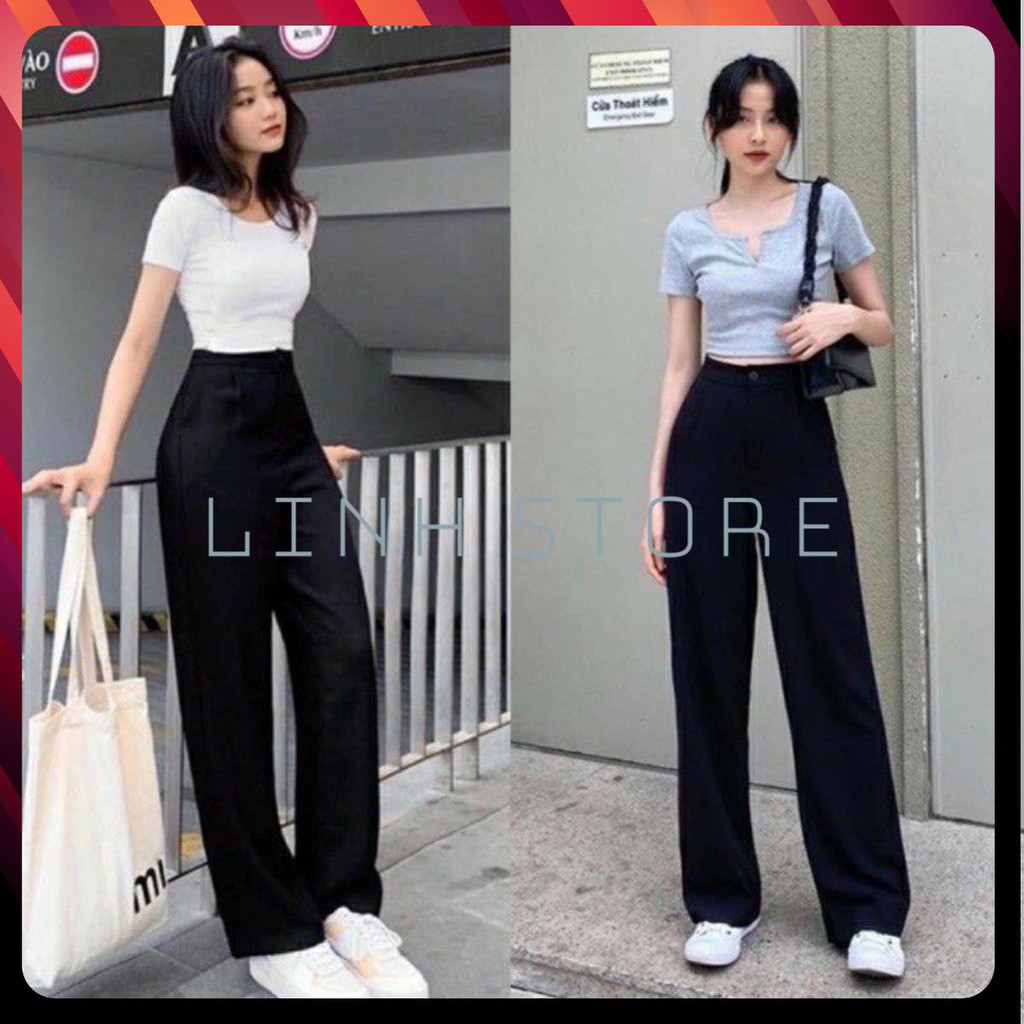 Quần Ống Suông SALE Quần Culottes Nữ Xuông Ống Rộng Khóa Trước Vải Tuyết Mưa nhập khẩu cao cấp Nhiều Màu