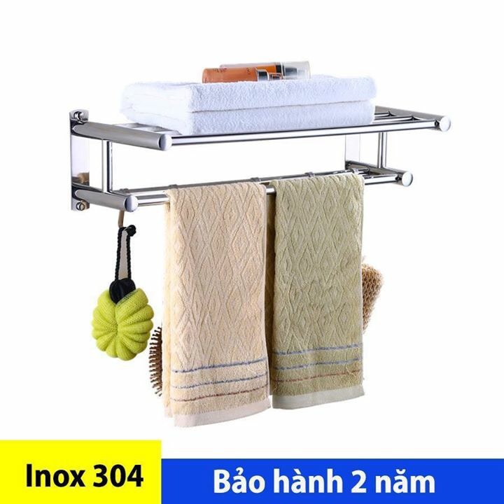 Giá treo khăn 2 tầng nhà tắm chất liệu inox 304