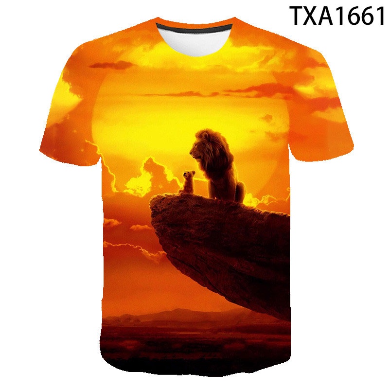 Áo Thun Tay Ngắn In Hình Vua Sư Tử 3D Thời Trang Mùa Hè Cho Bé Trai Và Gái