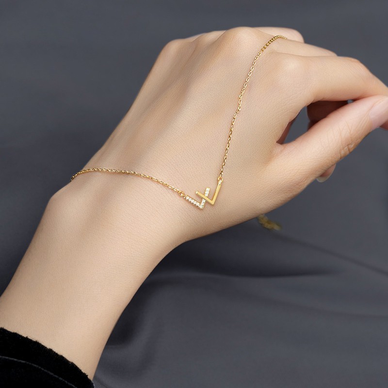 Dây chuyền bạc ta DaLiA Jewelry chữ W bạc đá nạm đá lấp lánh ánh sao