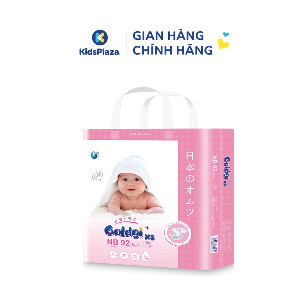 Bỉm - Tã dán Goldgi+ X5 NB92/S84/M66/L56 miếng