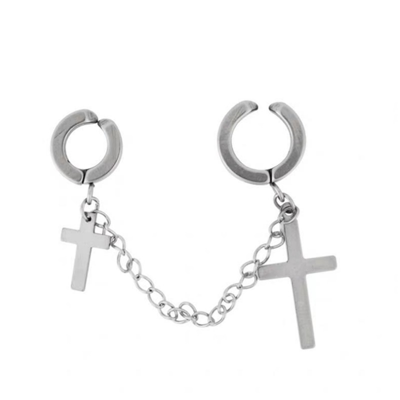 Khuyên tai kẹp vành tai hình chữ thập thời trang cá tính dành cho nam và nữ 22156