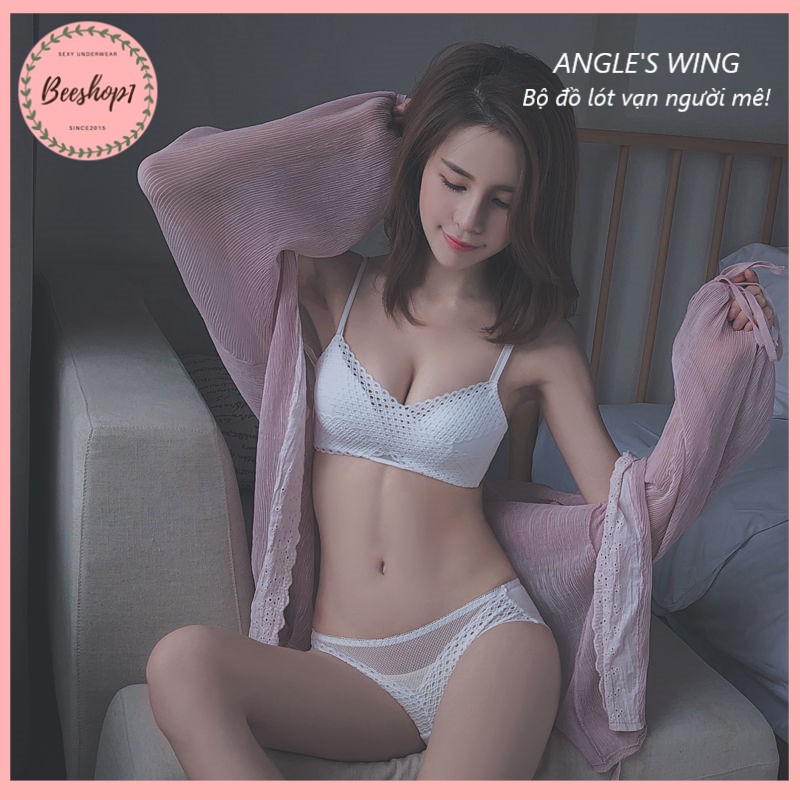 Bộ đồ lót ren đáp chéo Angle's Wing siêu ngọt ngào quyến rũ , áo ngực ren nữ AR76