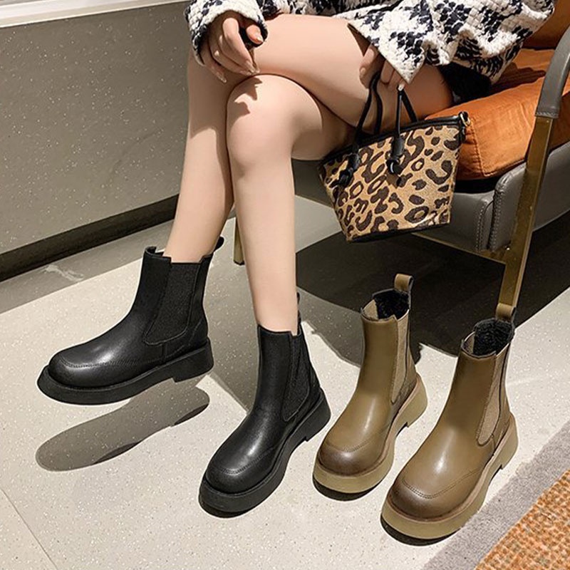 Giày bốt Martin RENBEN cổ thấp đế dày phong cách Anh Quốc thời trang tùy chọn màu sắc dành cho nữ