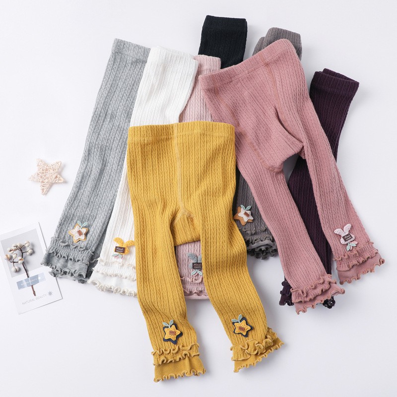 Quần Legging Cotton Phối Ren Thoáng Khí Cho Bé Gái