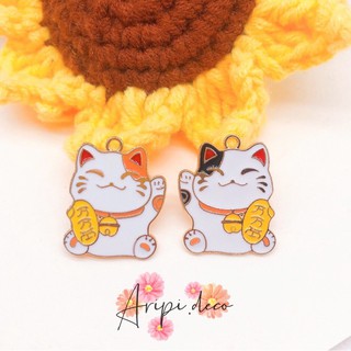 Charm kim loại mèo thần tài mèo may mắn Maneki Neko K18 /Nguyên liệu làm phụ kiện handmade
