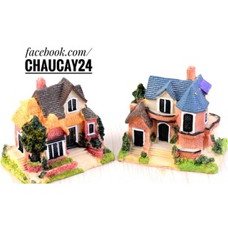 Phụ kiện tiểu cảnh biệt thự lớn (9x9 cm) trang trí hồ cá, terrarium, sen đá, xương rồng, sân vườn