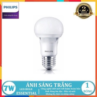 BÓNG ĐÈN LED BULB PHILIPS ESSENTIAL 7W E27 A60 ( TIẾT KIỆM ĐIỆN NĂNG - 2 MÀU ÁNH SÁNG LỰA CHỌN TRẮNG VÀ VÀNG )