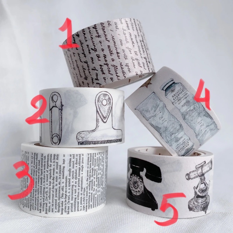 (Chiết theo chu kỳ) 5 mẫu băng dính washi tape Happy Journaling
