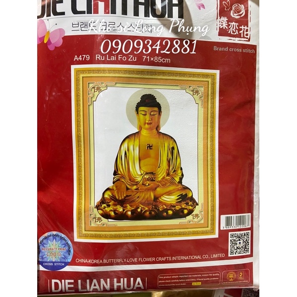 (Kho sỉ) Tranh thêu chữ thập Phật Tổ Như Lai A479 65*80 cm(chưa thêu)