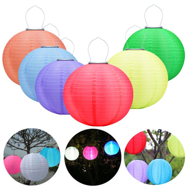 Đèn lồng trung thu LED năng lượng mặt trời 30cm chống thấm nước treo ki niệm trang trí sân vườn