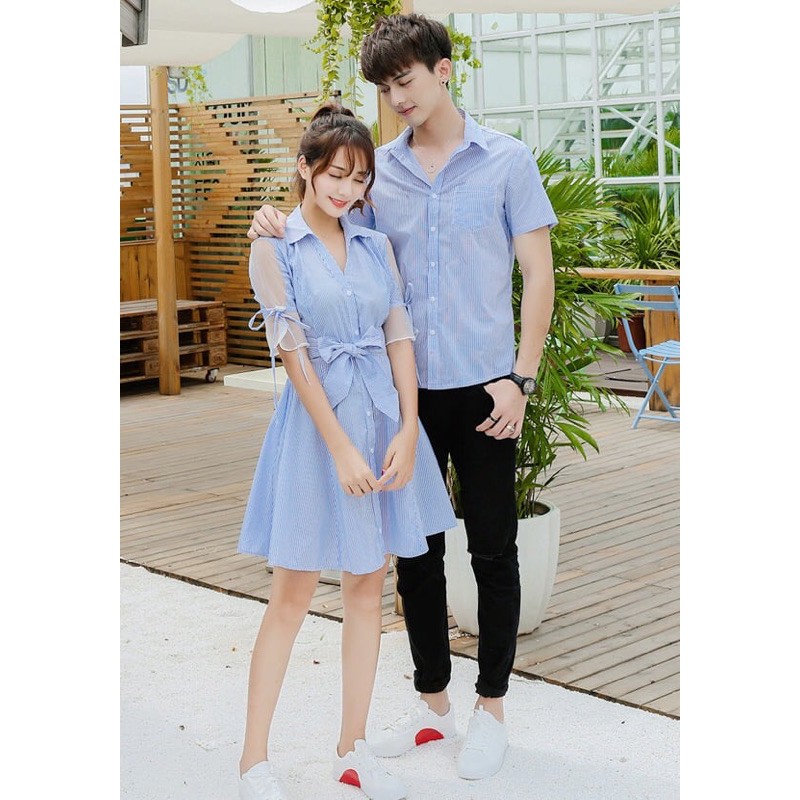 Đồ đôi kiểu sơmi và sơmi nam phối hợp