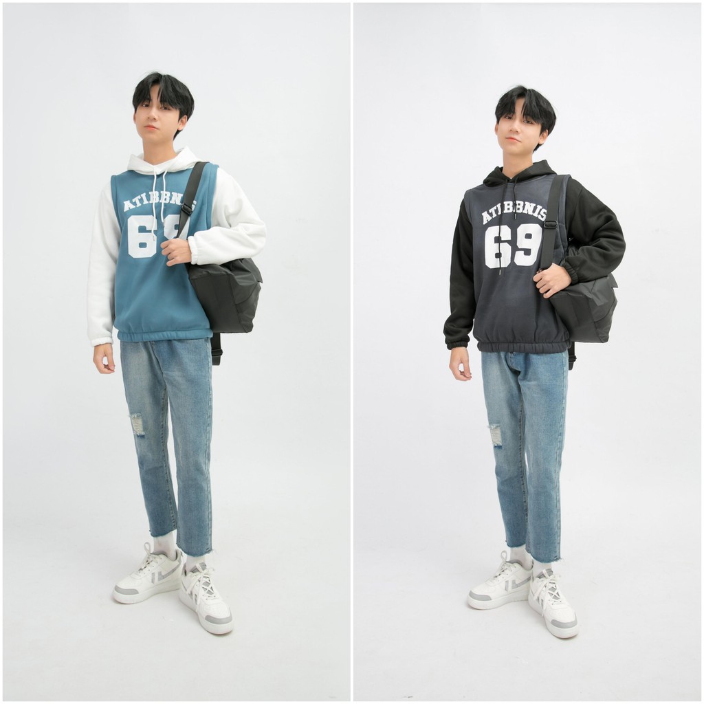 Áo Hoodie Nỉ Bông Nam Dài Tay MANDO 2 Màu Có Mũ Form Rộng Họa Tiết In Basic Thể Thao Unisex Thời Trang Hàn Quốc NDN027 | BigBuy360 - bigbuy360.vn