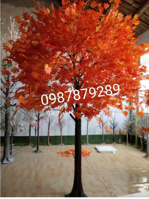 Lá phong đỏ 25 lá trang trí làm cây Giá sỉ- Cành lá giả