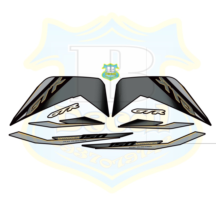 ( Quí khách vui lòng mang ra tiệm cho thợ dán ) Tem winner GTR chế xám đen