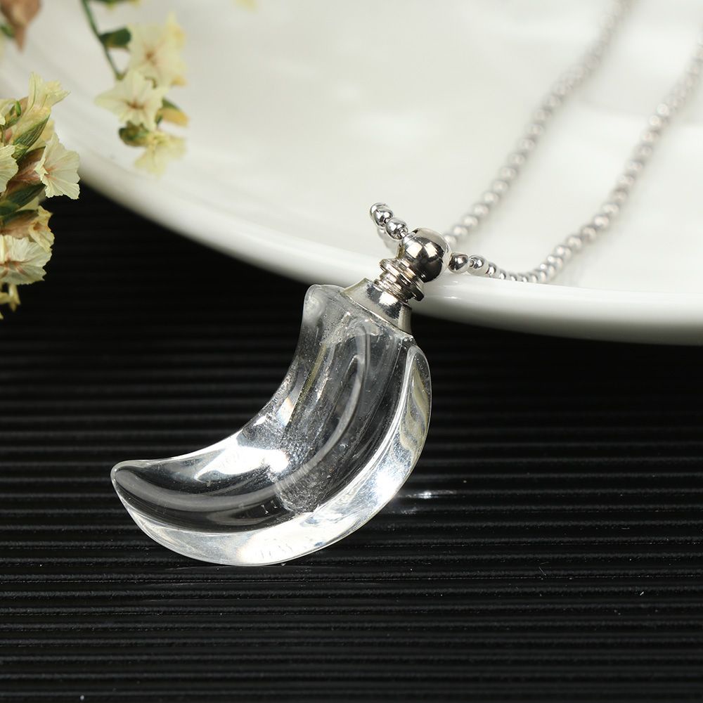 UPSTOP Clear Glass Wishing Bottle Pendant DIY Jewellery Perfume Jar Crystal Vial Necklace Gift Ash Locket Openable Cap Steel Chain Lucky Charm