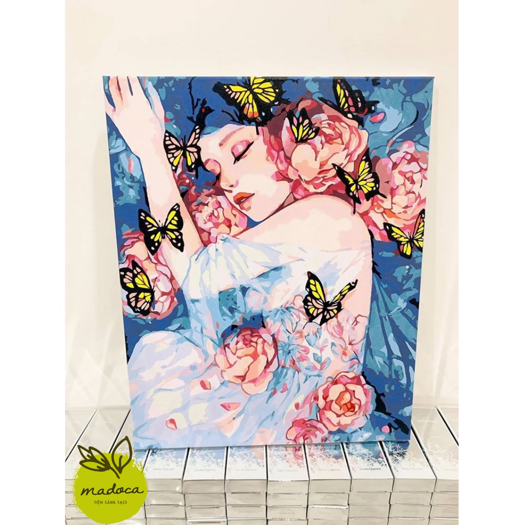 Tranh tô màu số hóa Madoca có khung 40x50cm Giấc mơ hoa T349