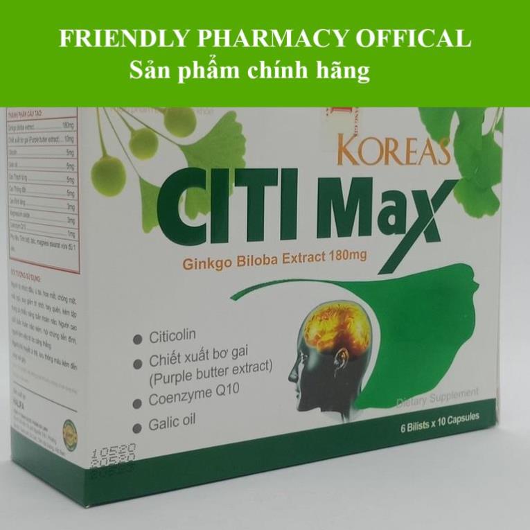 Koreas Citi Max - Hỗ trợ tăng cường tuần hoàn não, suy nhược thần kinh (60 viên)
