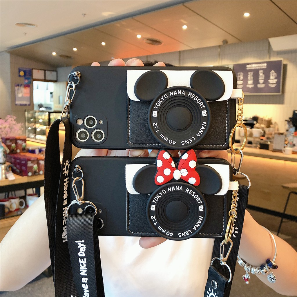 Ốp Điện Thoại Mềm Hình Mickey Minnie Có Ngăn Đựng Thẻ Cho IPhone7 7 + 8 8 + xr x / xs