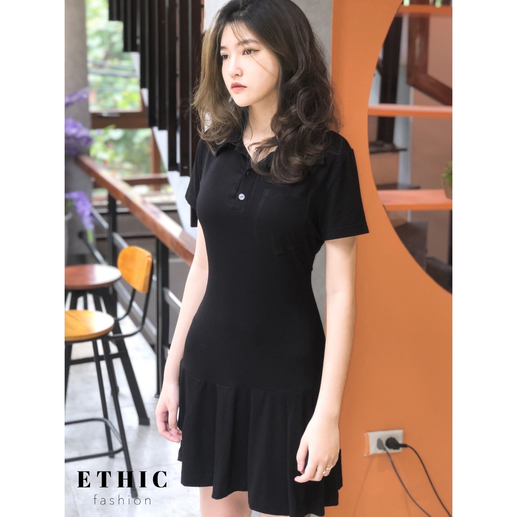 Đầm Đuôi Bèo Có Túi Ngực Chất Liệu Cotton