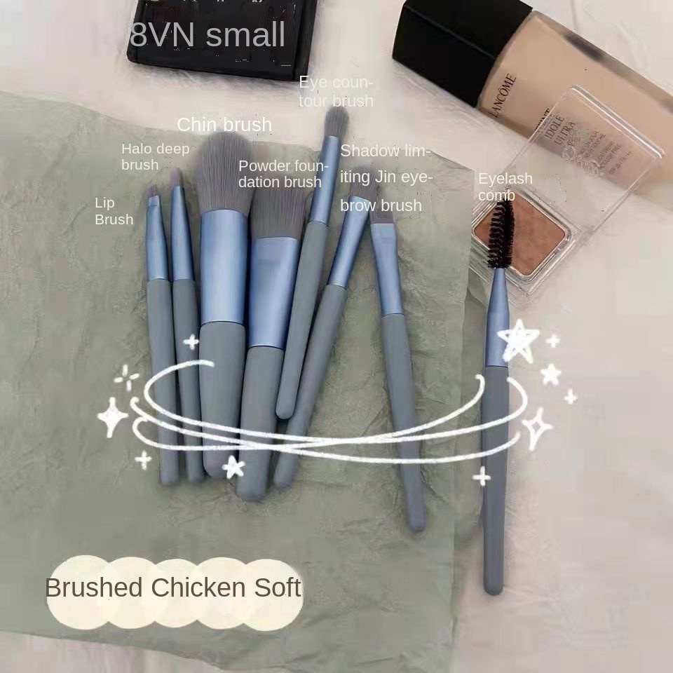 Set 8 Cọ Trang Điểm Mini Màu Macaron Dễ Mang Theo