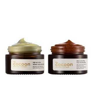 Combo mặt nạ bí đao cocoon 30ml + mặt nạ hoa hồng dưỡng ẩm cocoon 30ml