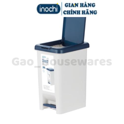 [FreeShip] Thùng rác đạp chữ nhật 20L (có lõi) inochi, nhựa nguyên sinh, ngăn mùi hôi, kháng khuẩn - Giao màu ngẫu nhiên