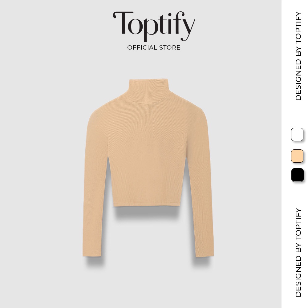 Áo croptop nữ tay dài cổ lọ trơn ôm body TOPTIFY form basic Wine Dates Top AC27