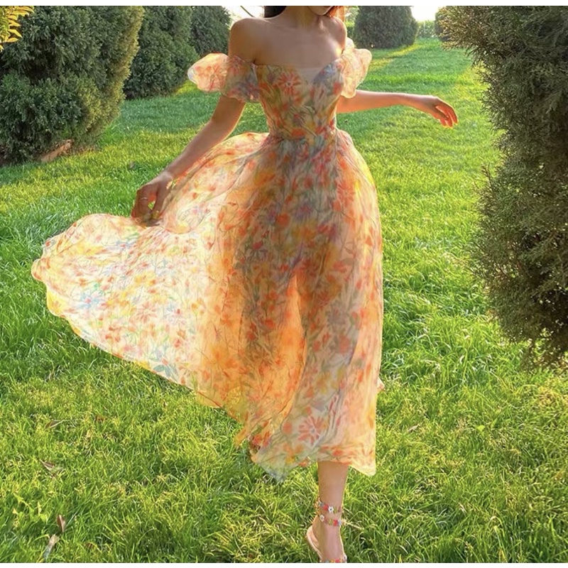 [FREESHIP] 🎗🎀Đầm Cánh Bướm ,Váy Cánh Bướm Vai Phồng - Hoa Dây Treo Mùa Xuân Và Mùa Hè Mới🎀🎗