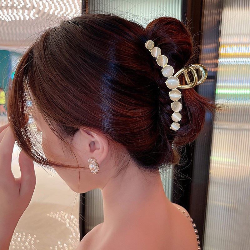 Kẹp tóc thời trang khảm đá opal sang trọng thanh lịch