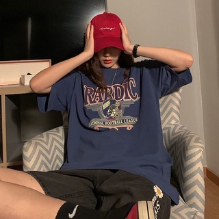 Áo thun tay ngắn dáng rộng in chữ kiểu vintage mỹ thời trang mùa hè mới dành cho nữ 2021