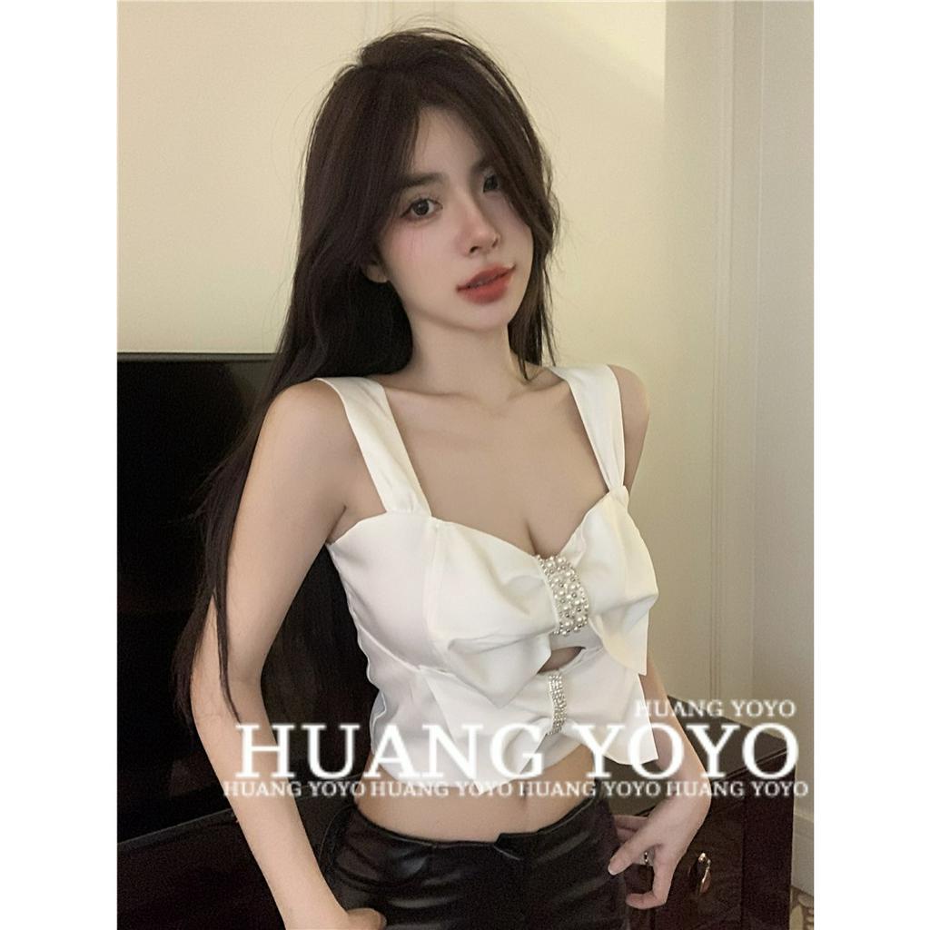 Áo Croptop Hai Dây Thắt Nơ Màu Trơn Thời Trang Mùa Hè Quyến Rũ Cho Nữ