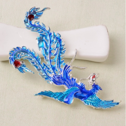 GETNOIVAS Phụ Kiện Nhỏ Dầu Giả Hợp Kim Hình Phượng Hoàng Màu Xanh Dương Dùng Cho Cô Dâu