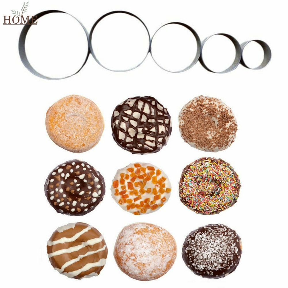 Bộ 5 khuôn cắt bánh quy hình tròn bằng thép không gỉ