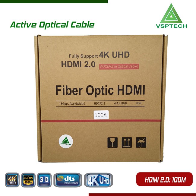 Cáp Active Opticail HDMI 2.0V SỢI QUANG HỖ TRỢ 4K/60HZ HDR( TỪ 30M ĐẾN 100M)