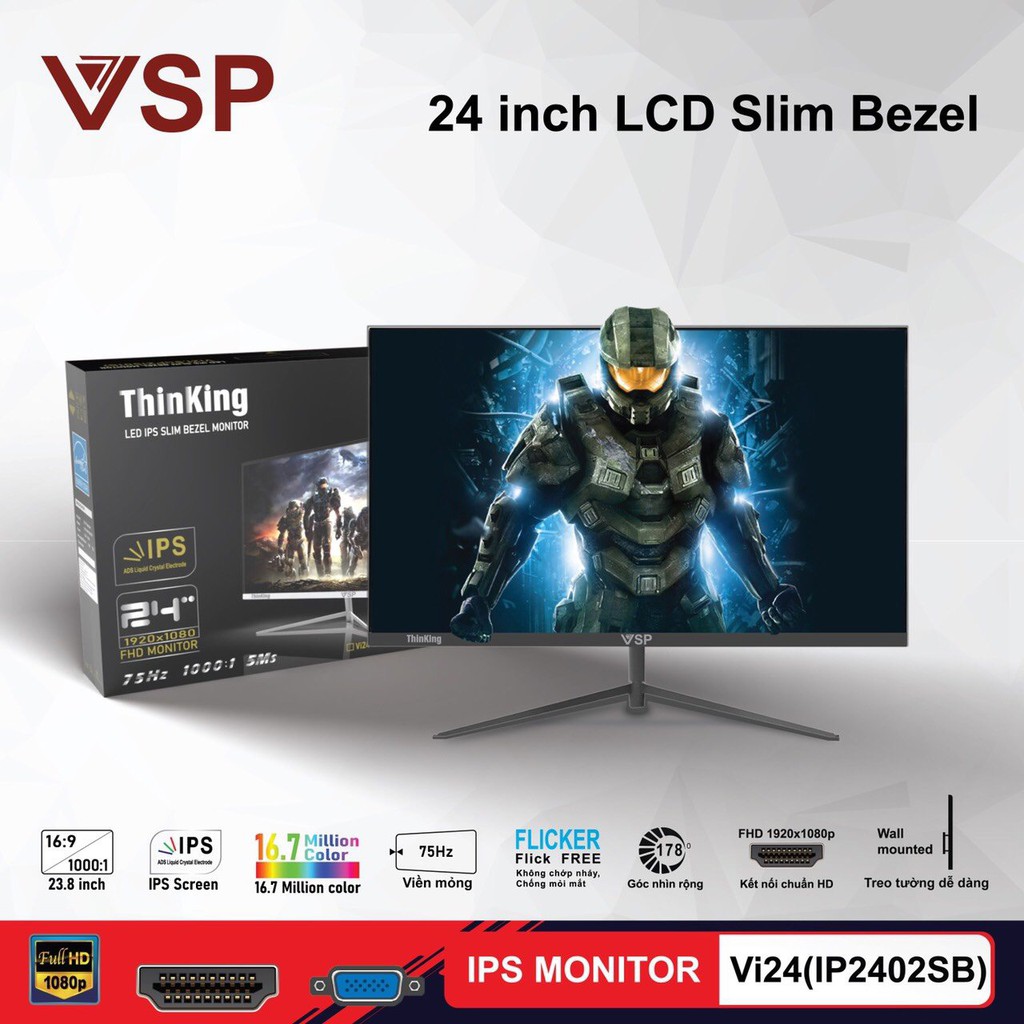 Màn hình LCD 24" VSP Vi24 IP2402SB Đen New 100% FullBox