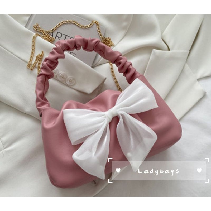 Túi xách nữ da mềm túi công chúa điệu đà sang trọng kèm nơ riêng