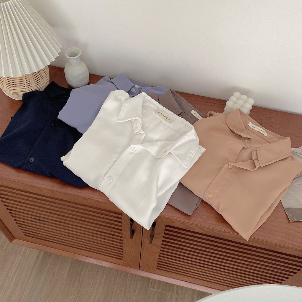 Áo Sơ Mi Cổ Đức Dài Tay Vạt Bầu Thắt Nơ Siêu Xinh