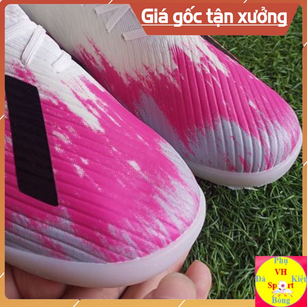 [TẶNG POSTER] Giày đá bóng sân cỏ nhân tạo cao cấp giá rẻ Adidas X 19.1 Hồng Trắng TF