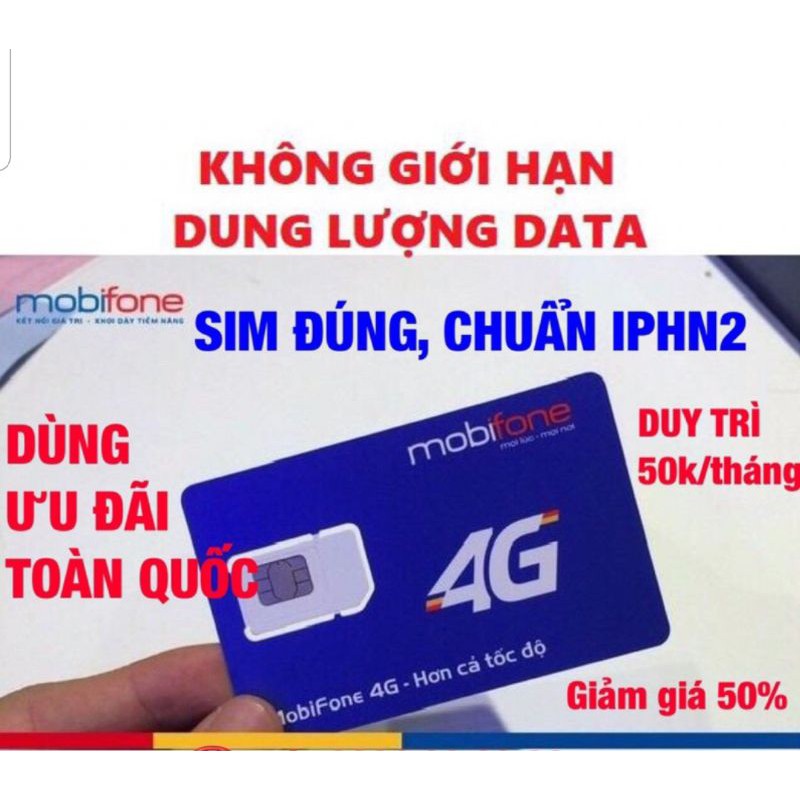 SIM 4G [Mobifone IPHN2] MAX KHÔNG GIỚI HẠN DUNG LƯỢNG DATA DÙNG TOÀN QUỐC SIM 1 TỶ GB DÙNG PHÁT WIFI THOẢI MÁI