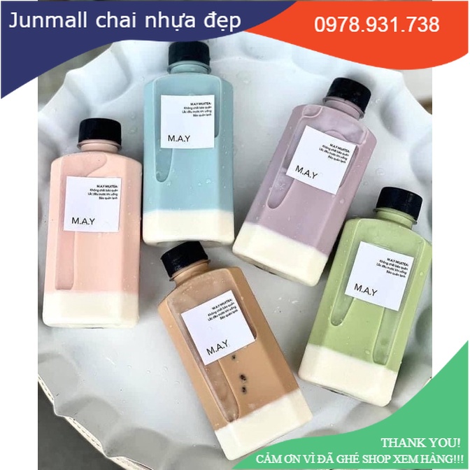 Chai nhựa vuông dẹt 500ml chai nhựa 500ml kèm nắp fi28