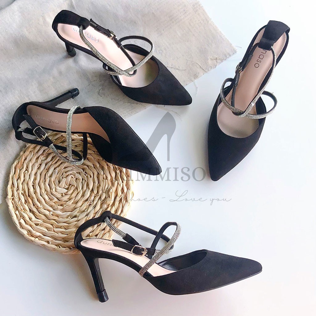 Giày cao gót nữ 8cm mũi nhọn quai đính đá cực thời trang cho dân văn phòng - Kimmiso C857001