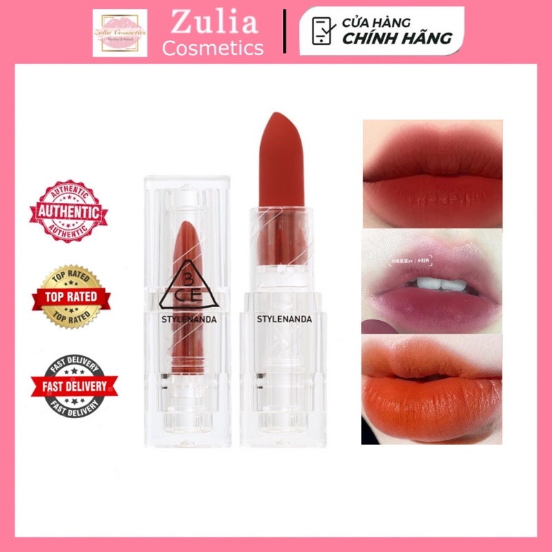 [FREE SHIP] Son Thỏi Lỳ 3CE Vỏ Trong Clear Layer Edition