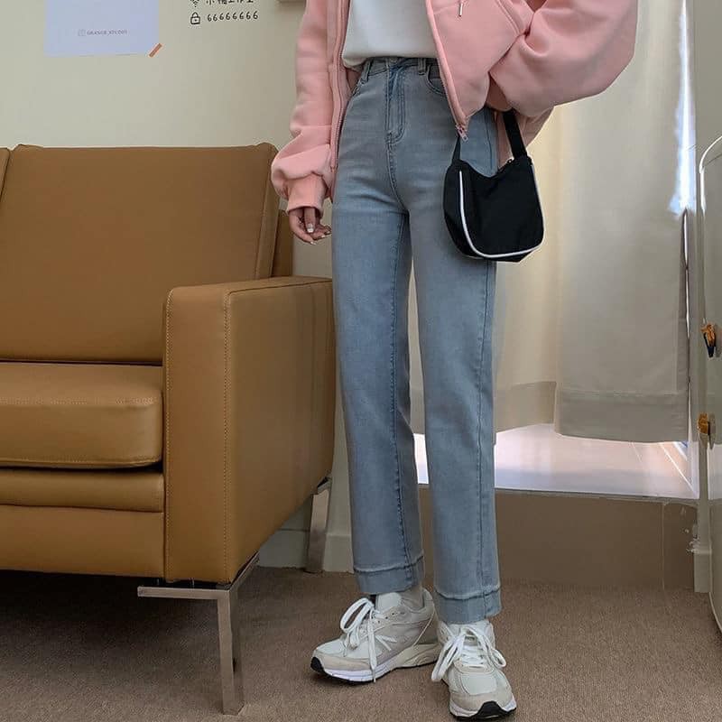 quần jeans ống đứng cực chất, dễ mix đồ, chất liệu dày dặn chuẩn form dáng, 2 màu đen-xanh