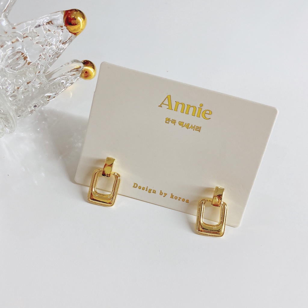 Bông tai chữ nhật mạ vàng cá tính dành cho nữ ANNIE - N21