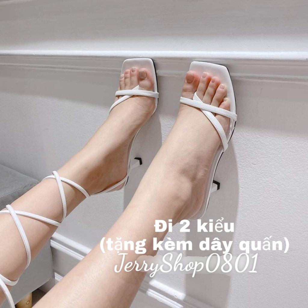 Giày Sandal cao gót 7p nữ CHIẾN BINH DÂY CỘT QUAI DẸT