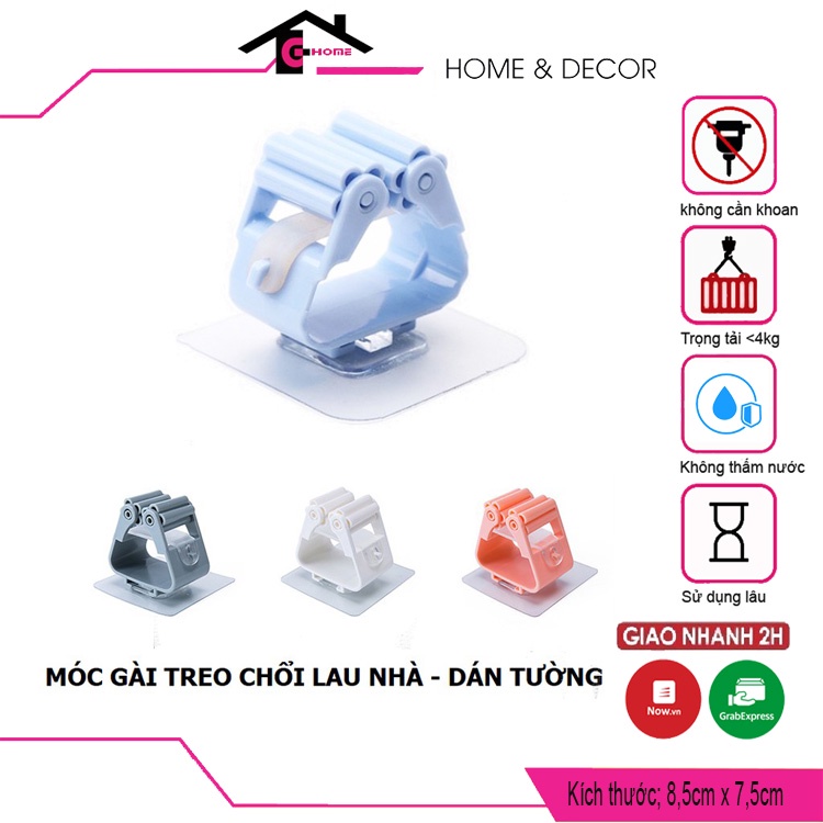 [KHUYỄN MẠI SỐC] Móc dán tường kẹp giữ cây lau nhà , móc treo chổi với con lăn kép độc đáo