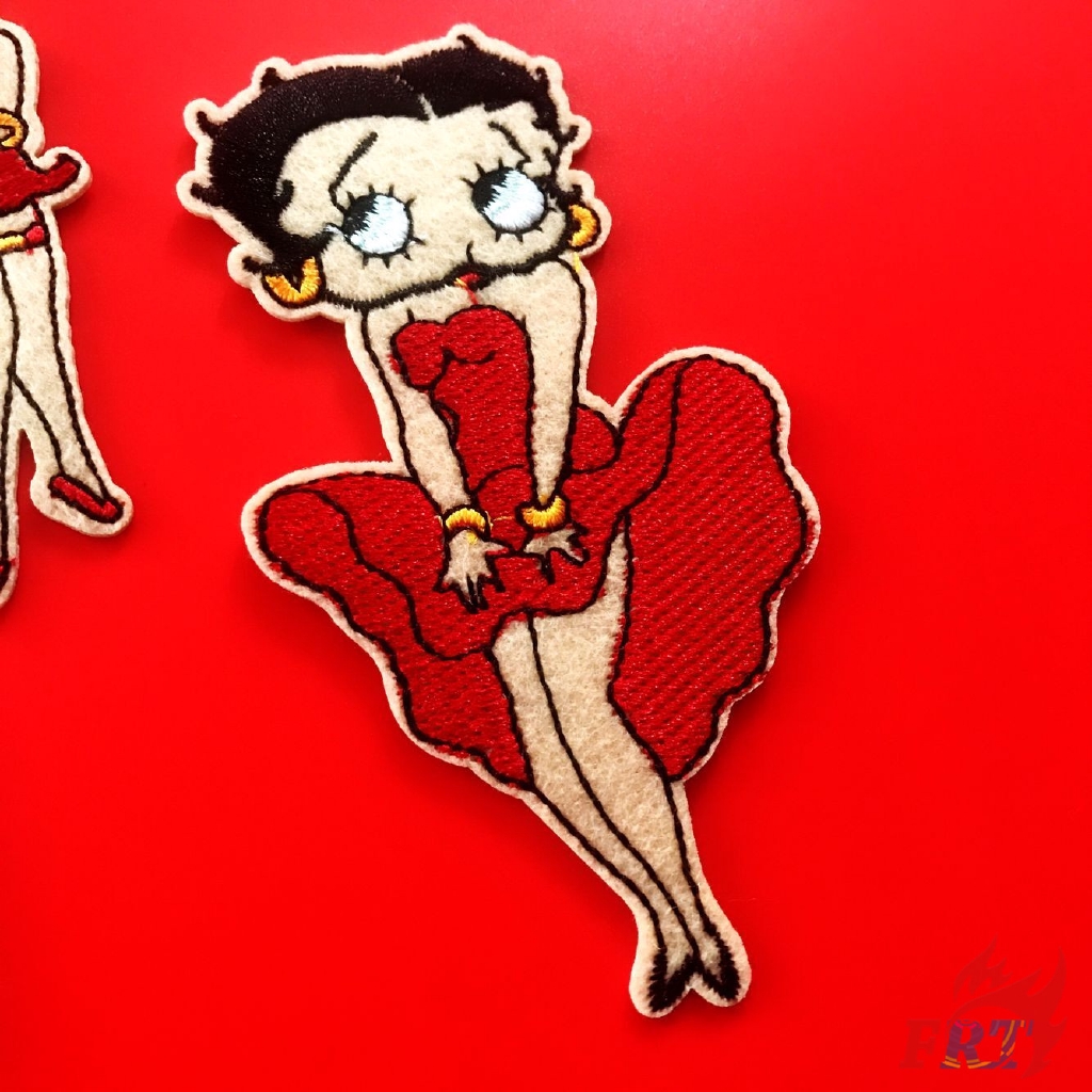 Miếng vá ủi thêu trang trí quần áo hình Betty Boop DIY