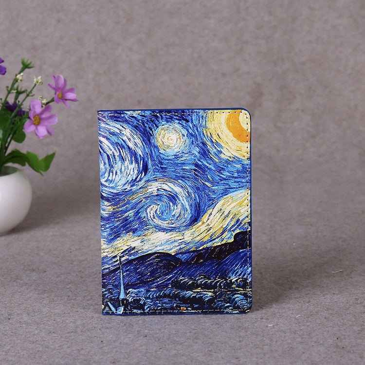 [Hàng đẹp, ảnh thật] Vỏ hộ chiếu Van Gogh, bao da hộ chiếu tranh Đêm Đầy Sao