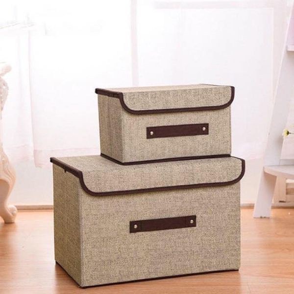Set 2 Hộp Đựng Đồ - Quần Áo - Đồ Chơi Đa Năng Bằng Vải Cứng Cáp Có Nắp Đậy